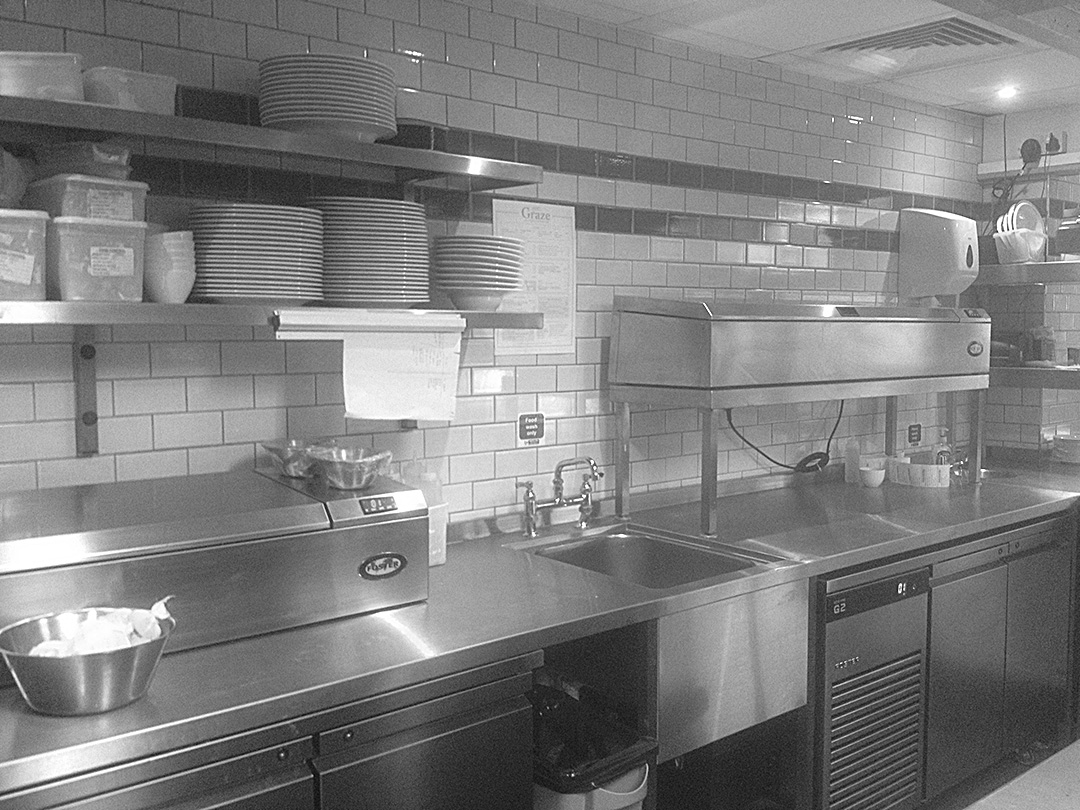 Commercial kitchen at Graze, Bristol