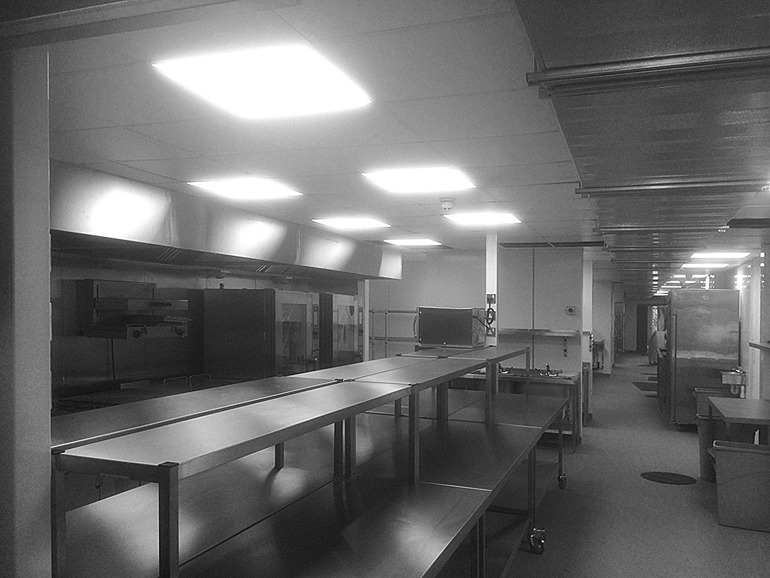 Commercial kitchen at the Meridian Grand, London